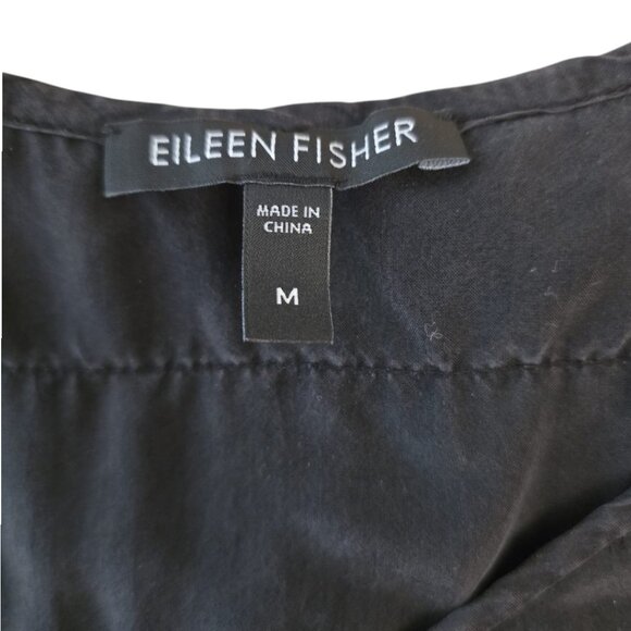 Eileen Fisher black 100% Silk Tiered Ruffle sleeveless Top - Picture 5 of 6